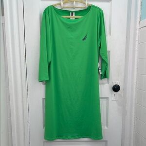 Nautica Kelly Green UPF30 Long-Sleeve Boatneck Cover Up